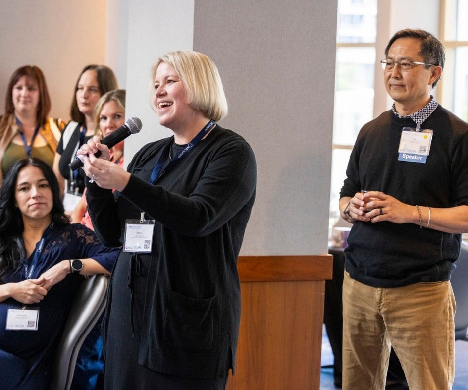 Misty speaking at networking event