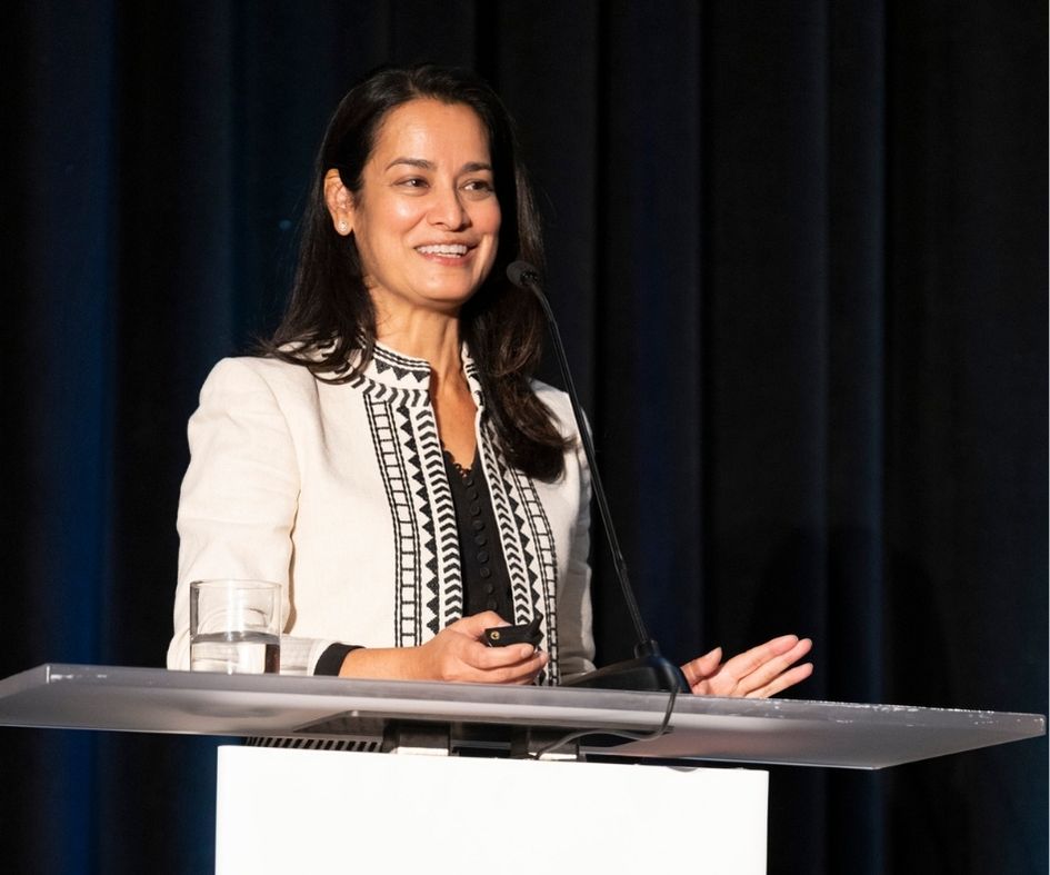 Aloka Patel at podium